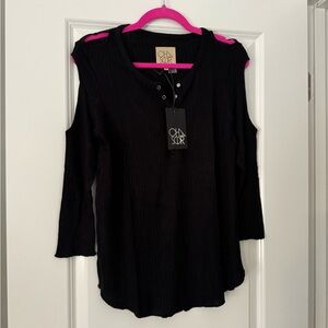 NWT Chaser Waffle Knit Top In Black Size Medium